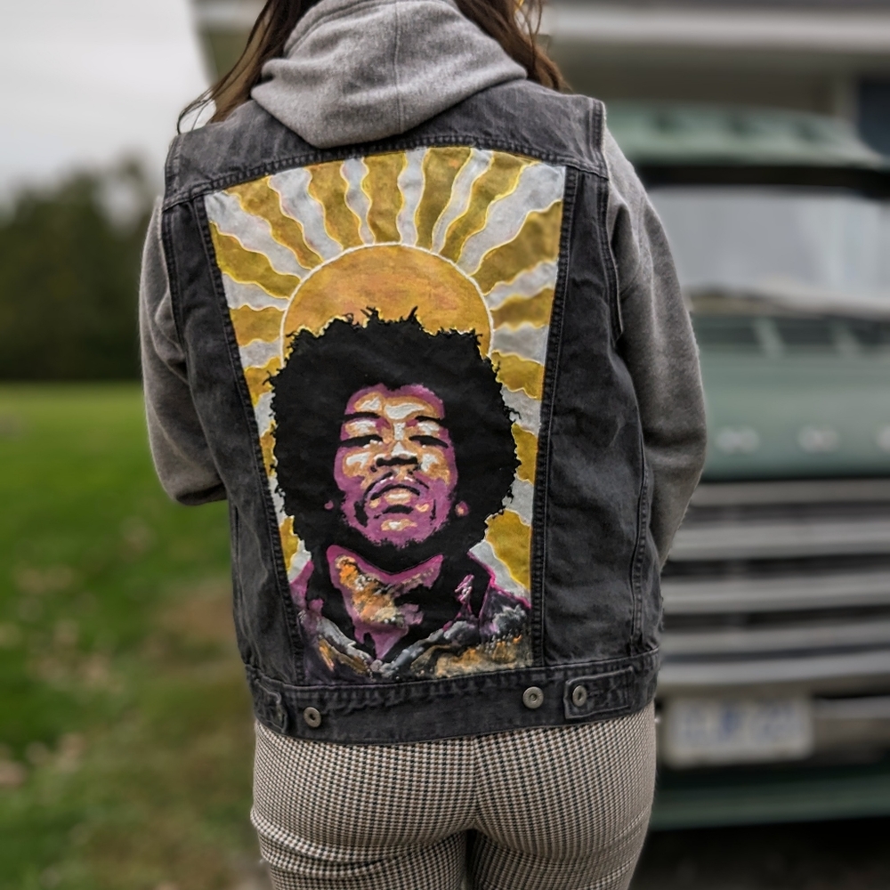 Custom hand painted Jimi Hendrix Levi's vest
